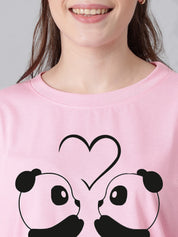 KOTTY Printed Women Round Neck Pink T-Shirt 