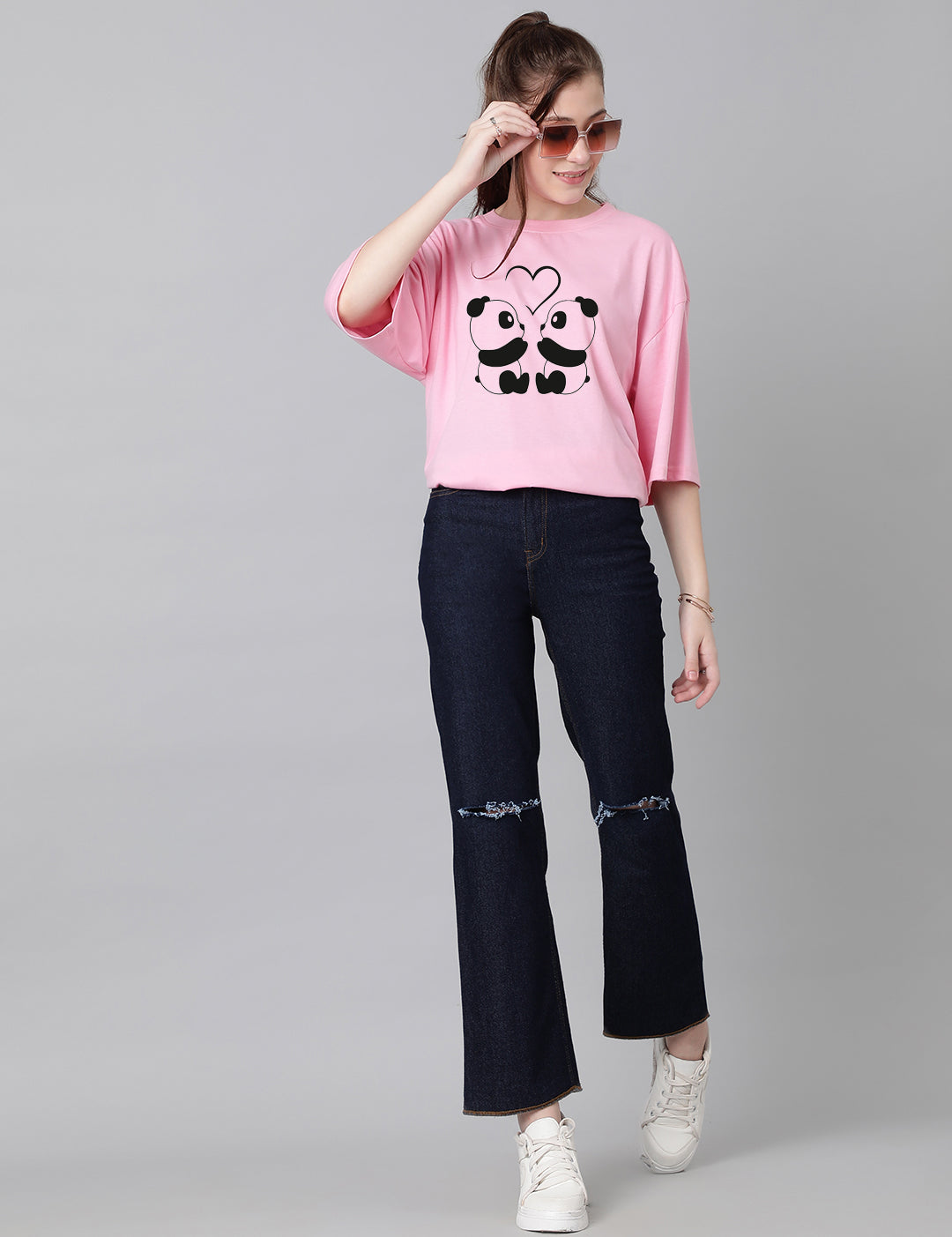 KOTTY Women's Cotton Blend Printed Oversized T-Shirts
