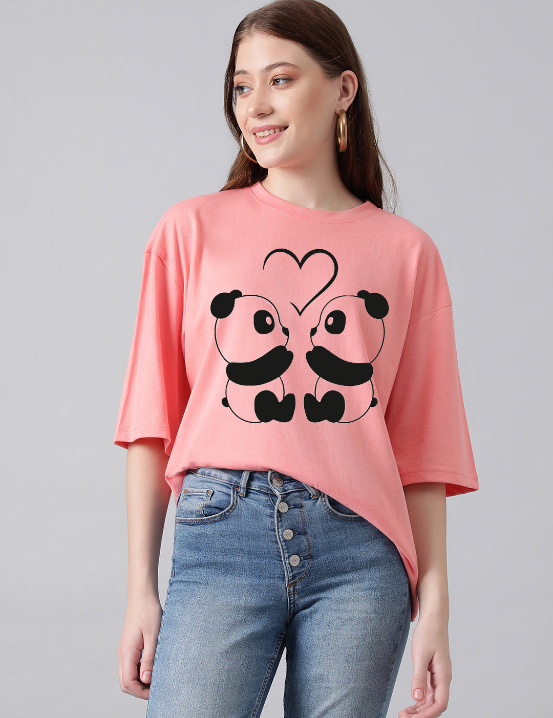 KOTTY Women's Cotton Blend Printed Oversized T-Shirts