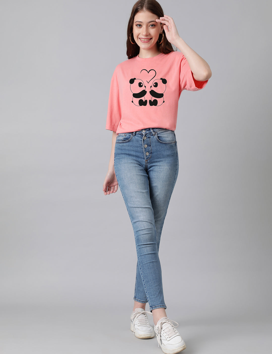 KOTTY Women's Cotton Blend Printed Oversized T-Shirts
