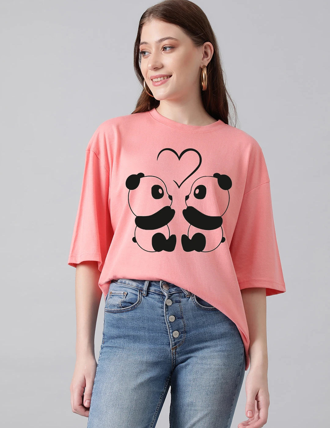 KOTTY Printed Women Round Neck Pink T-Shirt 