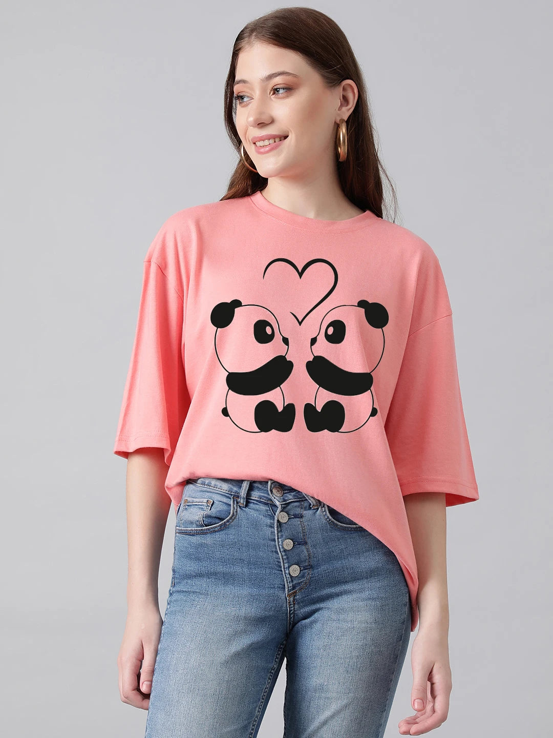 KOTTY Printed Women Round Neck Pink T-Shirt 