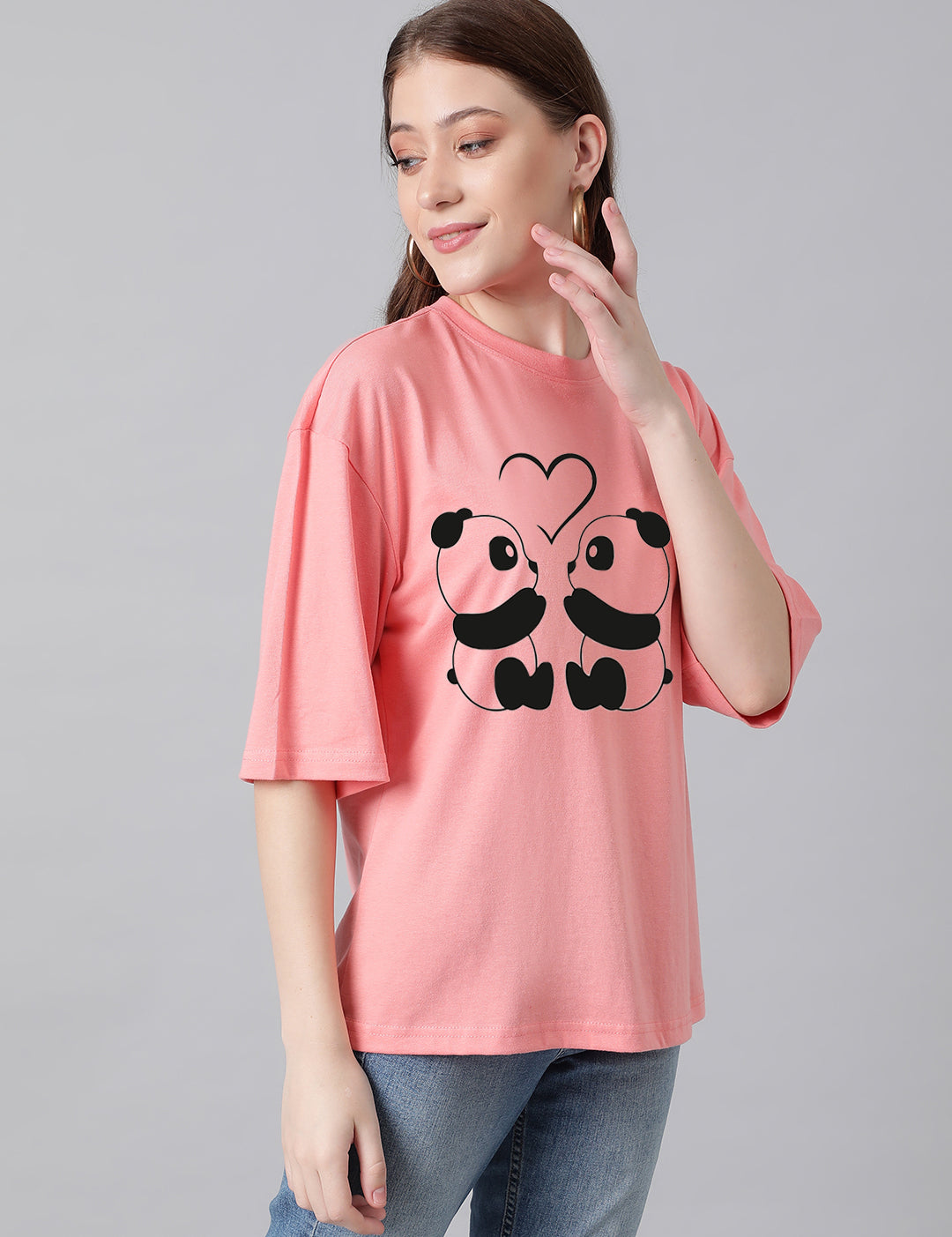KOTTY Women's Cotton Blend Printed Oversized T-Shirts