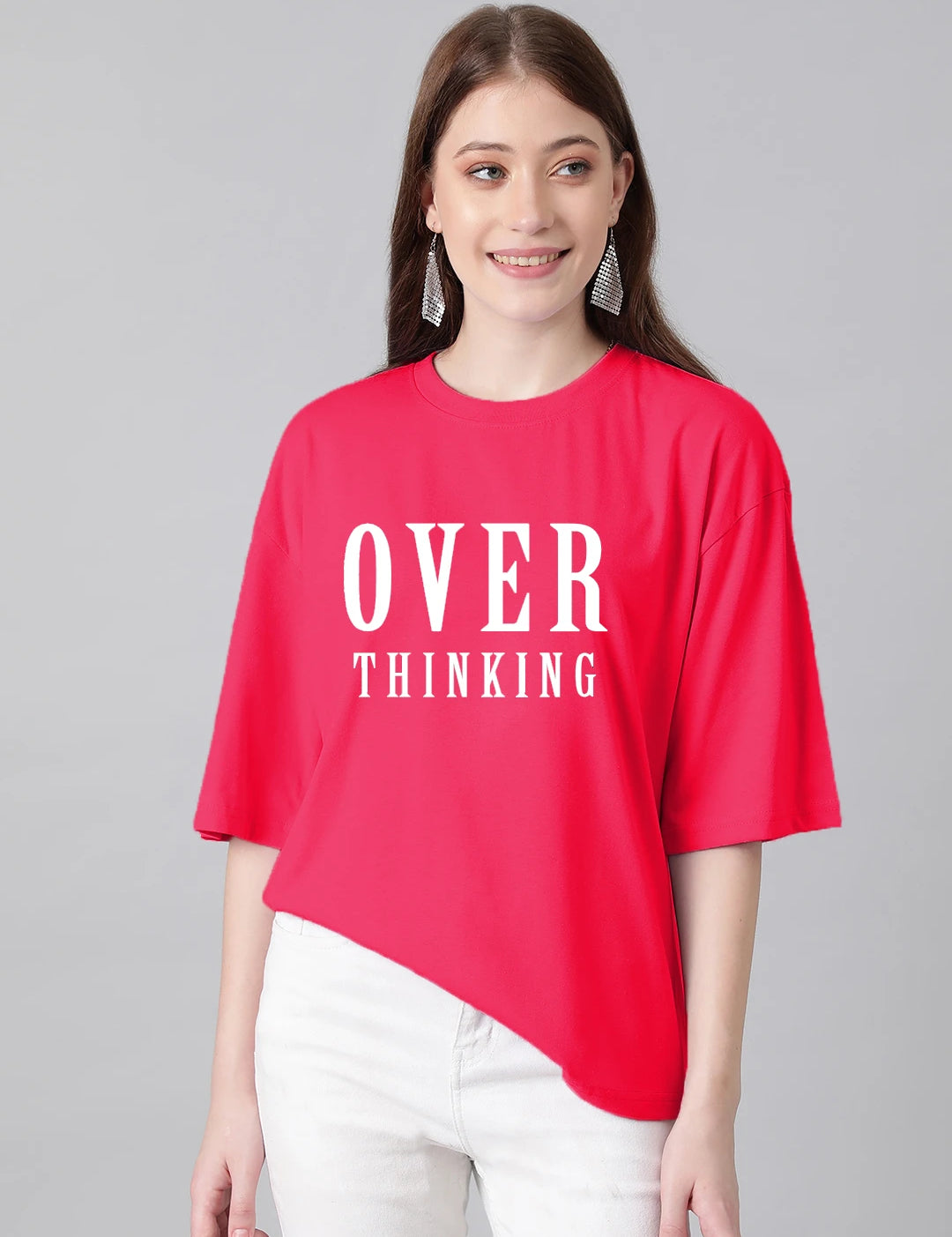 KOTTY Typography Women Round Neck Pink T-Shirt 