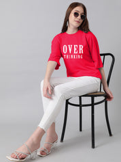 KOTTY Typography Women Round Neck Pink T-Shirt 