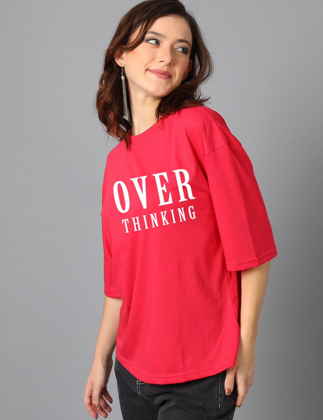 KOTTY Women's Cotton Blend Printed Oversized T-Shirts