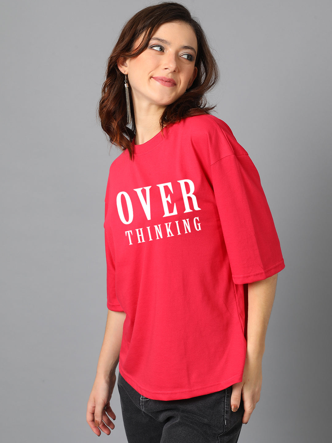 KOTTY Women's Cotton Blend Printed Oversized T-Shirts