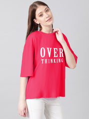 KOTTY Typography Women Round Neck Pink T-Shirt 