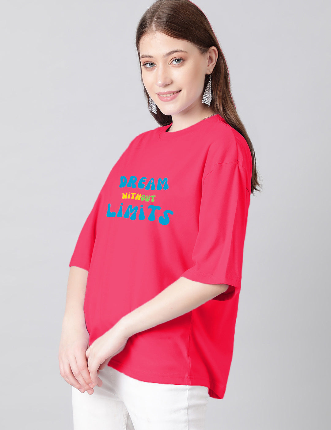 KOTTY Typography Women Round Neck Pink T-Shirt 
