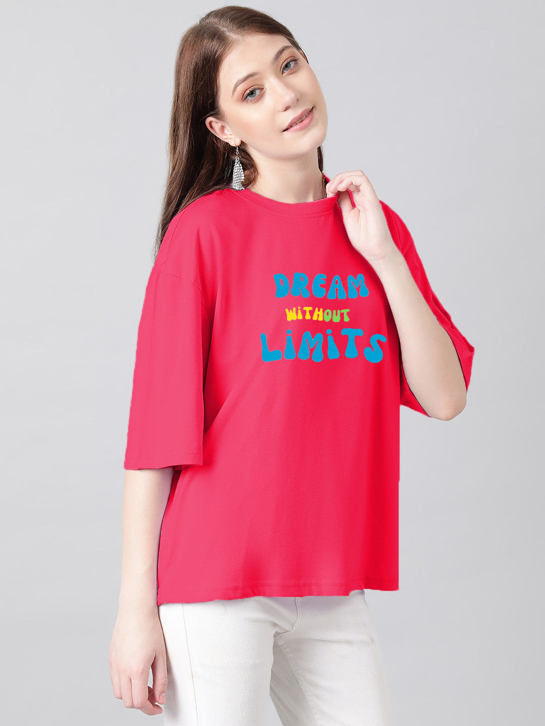 KOTTY Typography Women Round Neck Pink T-Shirt 