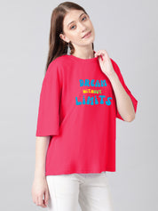 KOTTY Typography Women Round Neck Pink T-Shirt 
