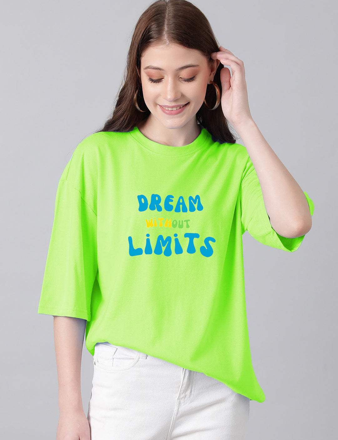 KOTTY Typography Women Round Neck Green T-Shirt 