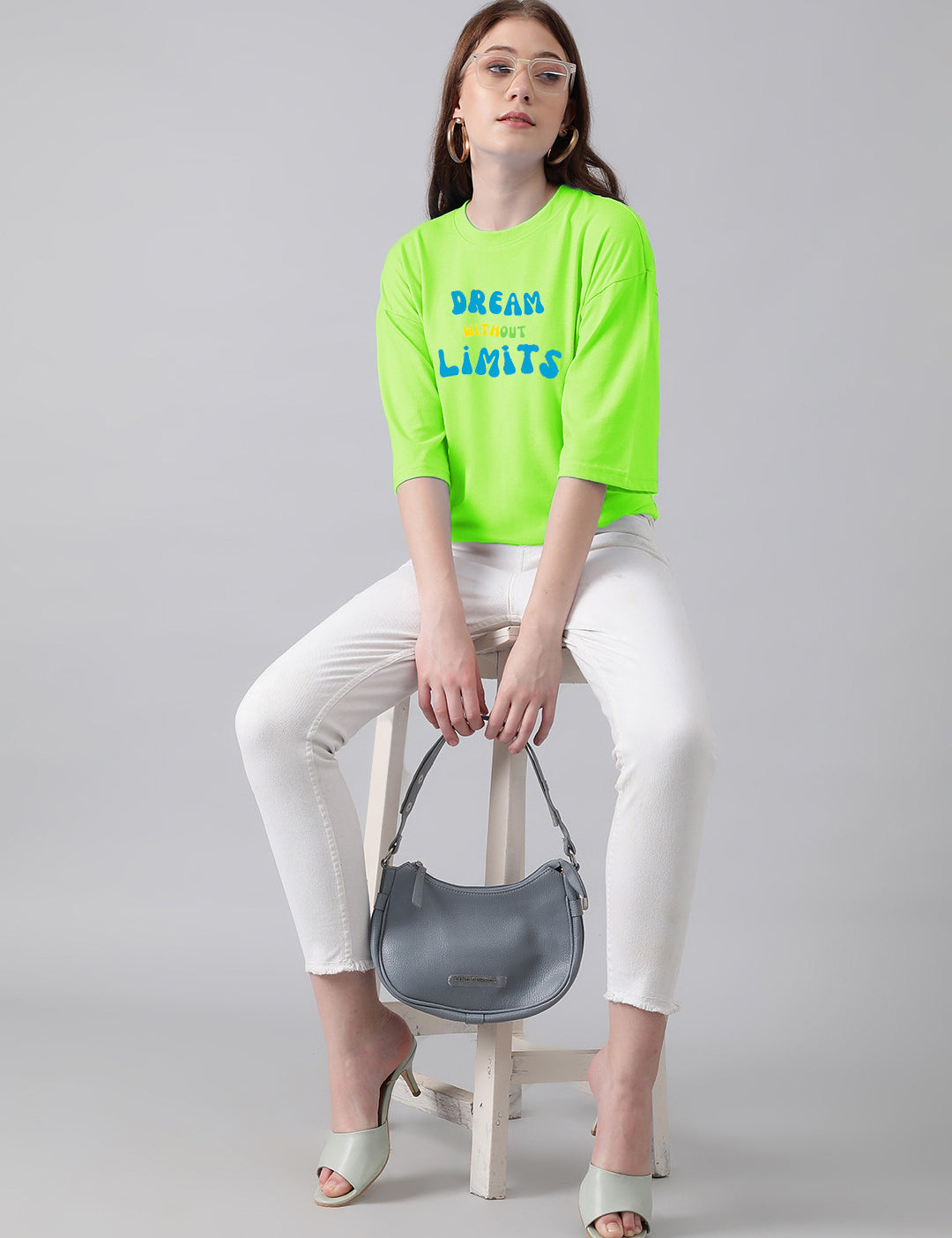KOTTY Typography Women Round Neck Green T-Shirt 