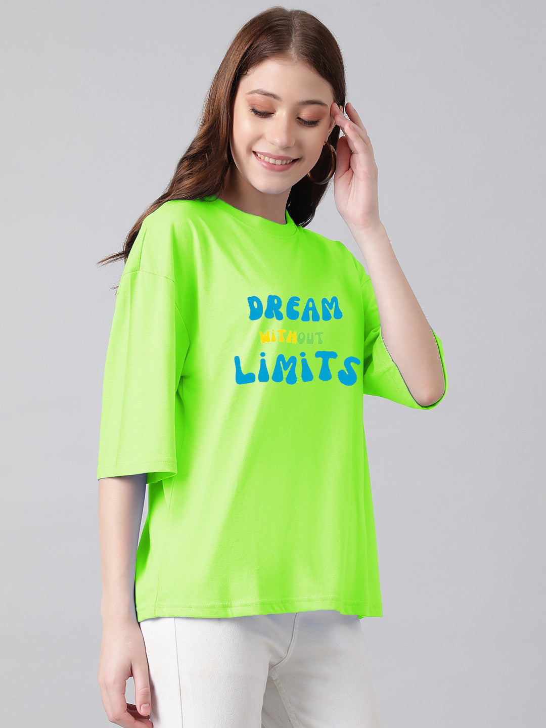 KOTTY Typography Women Round Neck Green T-Shirt 