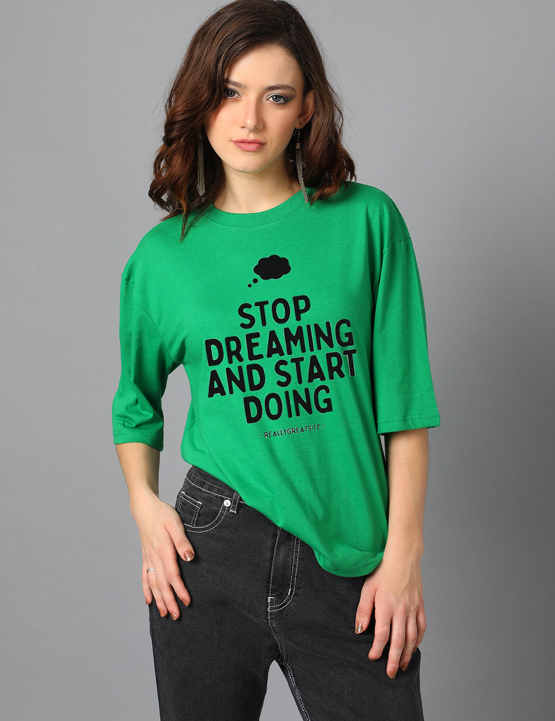 KOTTY Women's Cotton Blend Printed Oversized T-Shirts