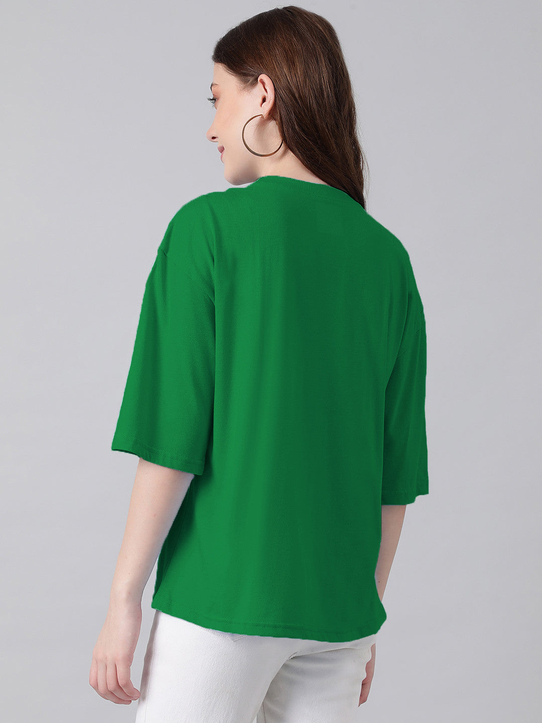 KOTTY Typography Women Round Neck Dark Green T-Shirt 