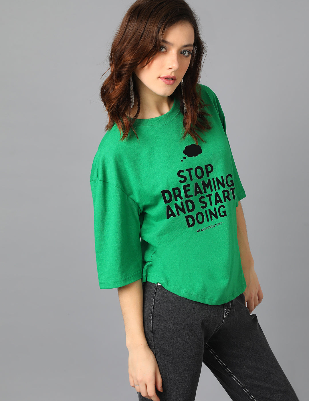 KOTTY Women's Cotton Blend Printed Oversized T-Shirts