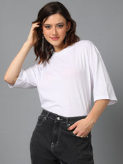 KOTTY Solid Women Round Neck White T-Shirt 