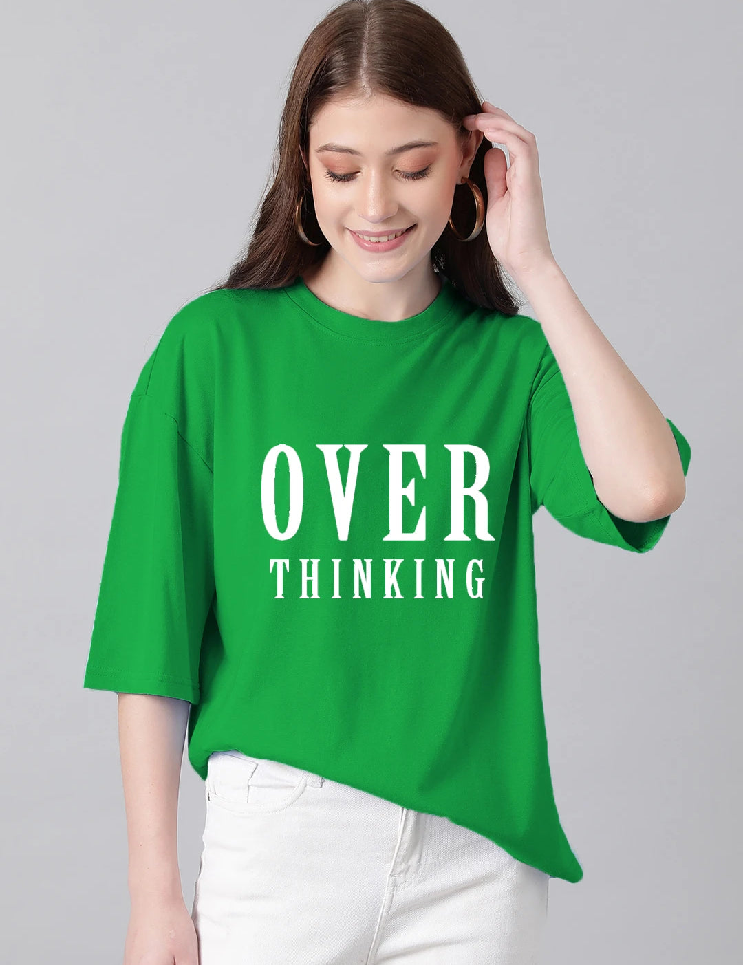 KOTTY Typography Women Round Neck Green T-Shirt 