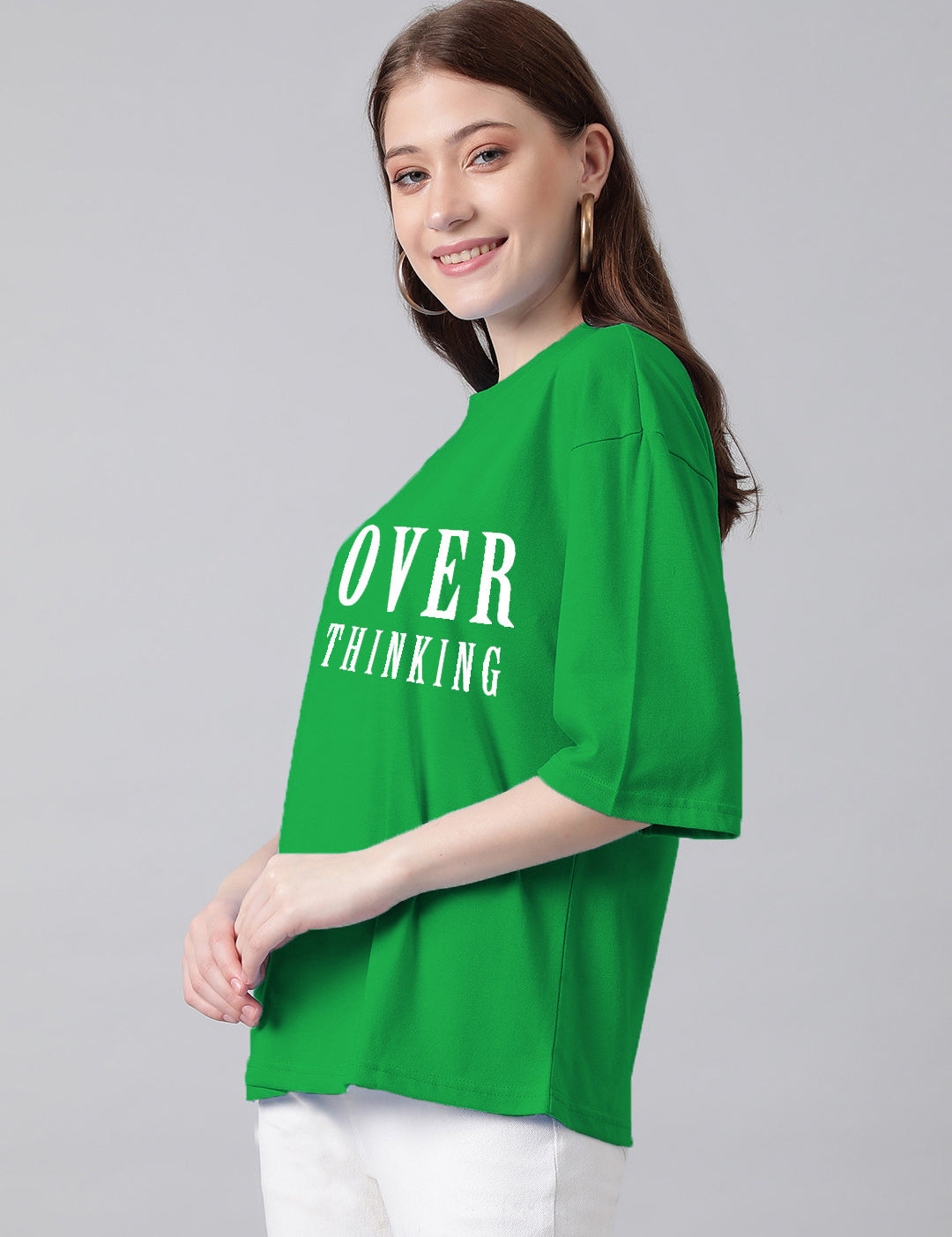 KOTTY Typography Women Round Neck Green T-Shirt 