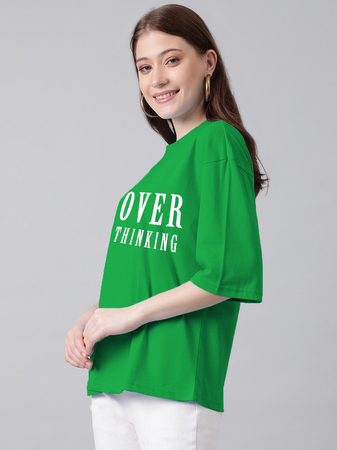 KOTTY Typography Women Round Neck Green T-Shirt 
