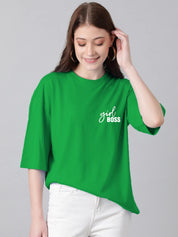 KOTTY Solid Women Round Neck Green T-Shirt 