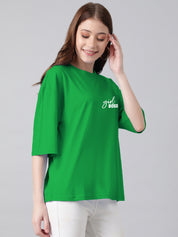 KOTTY Solid Women Round Neck Green T-Shirt 