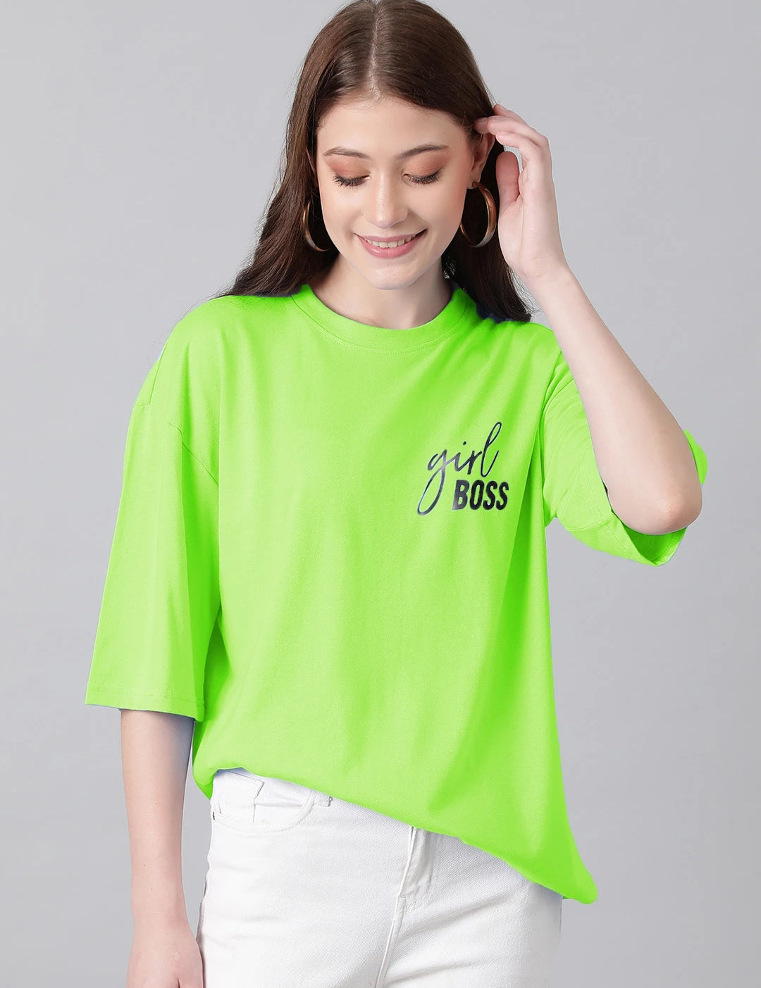 KOTTY Typography Women Round Neck Light Green T-Shirt 