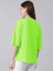 KOTTY Typography Women Round Neck Light Green T-Shirt 