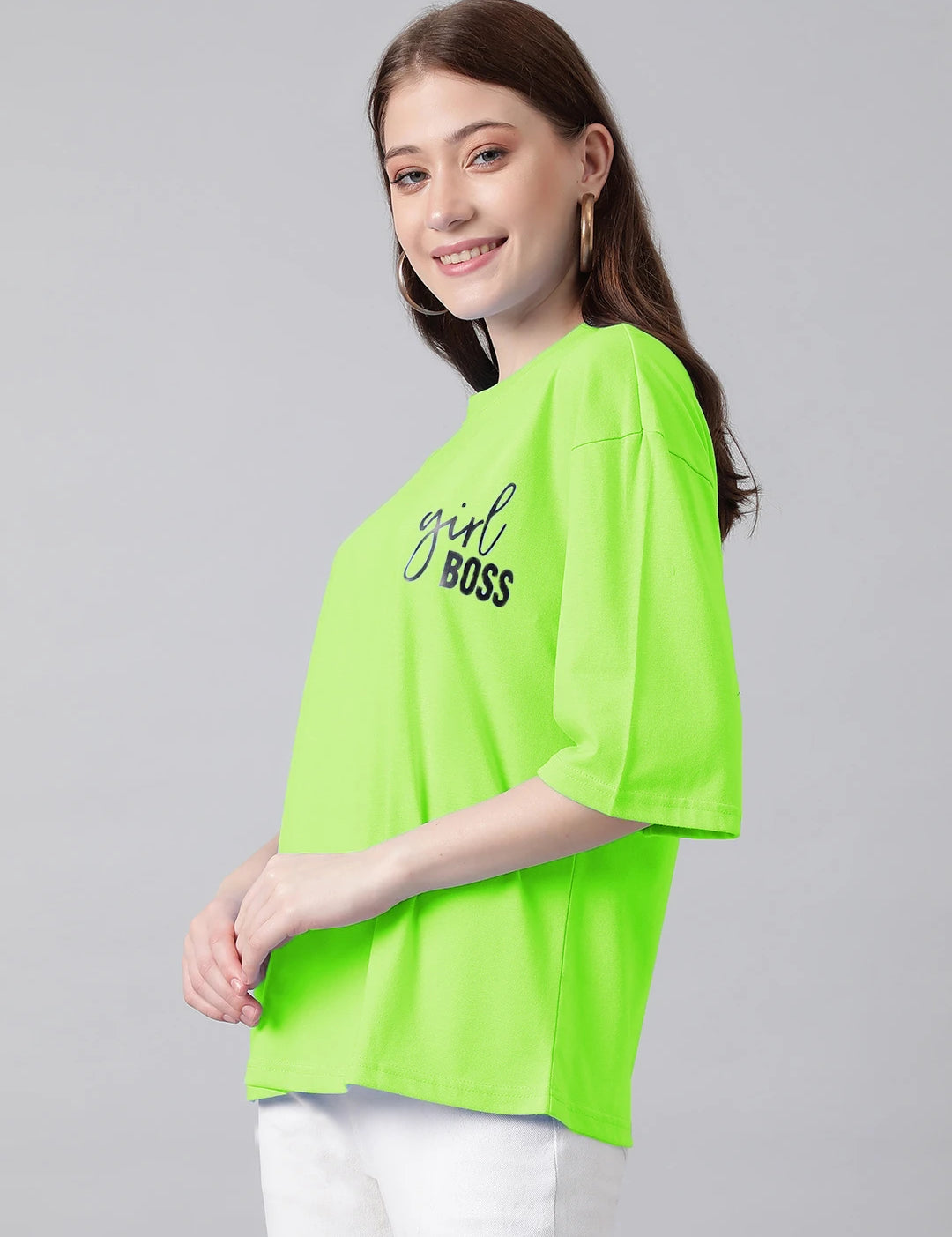 KOTTY Typography Women Round Neck Light Green T-Shirt 
