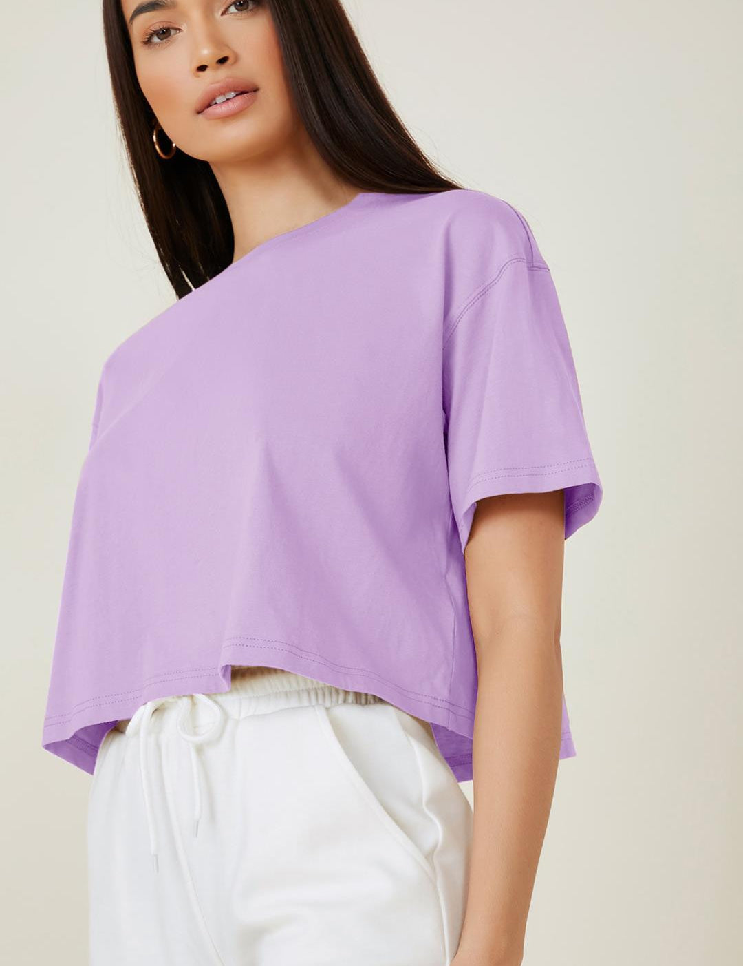 KOTTY Solid Women Round Neck Purple T-Shirt 