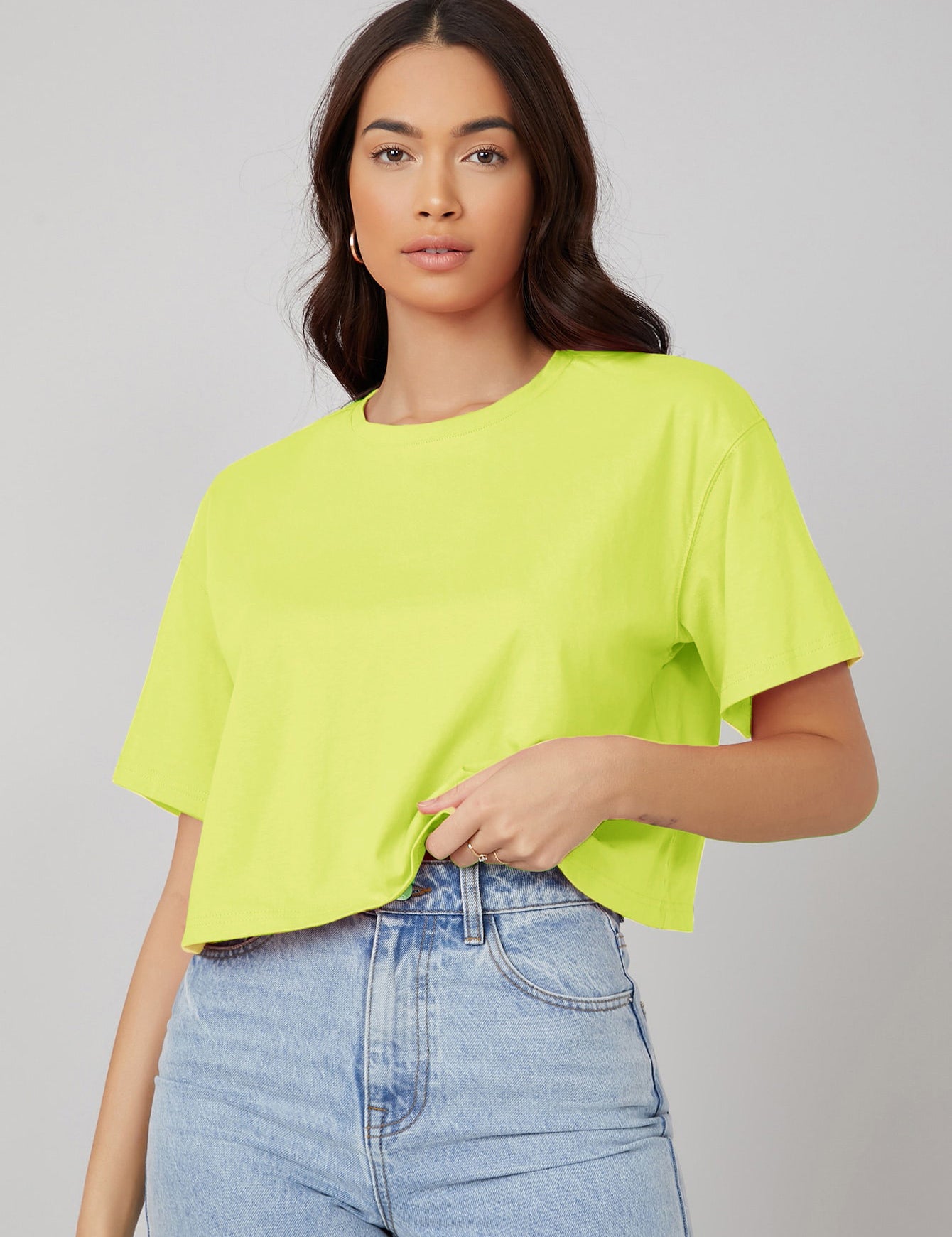 KOTTY Solid Women Round Neck Yellow T-Shirt 