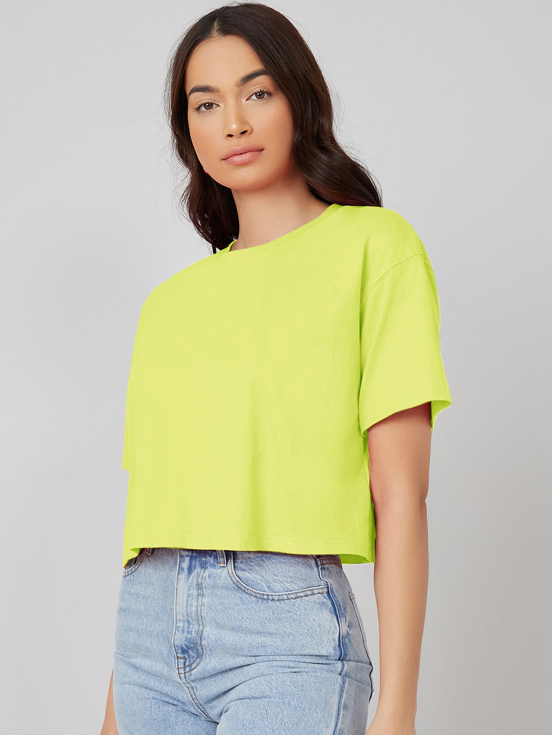 KOTTY Solid Women Round Neck Yellow T-Shirt 