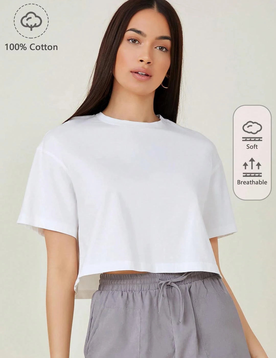 KOTTY Solid Women Round Neck White T-Shirt 