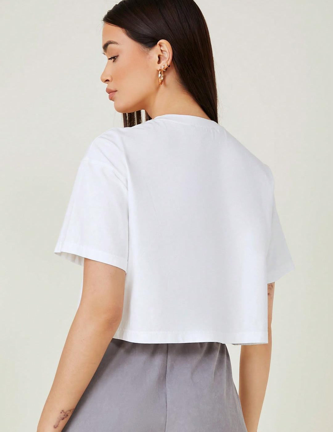 KOTTY Solid Women Round Neck White T-Shirt 