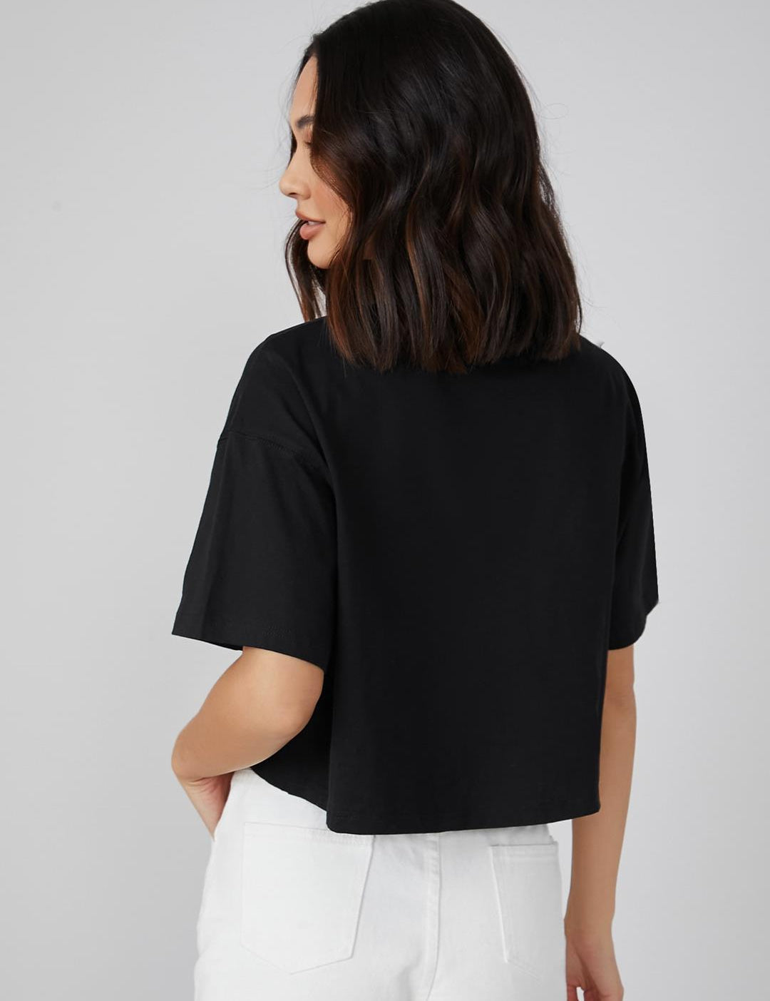 KOTTY Women's Solid Cotton Blend Oversized Crop T-Shirts