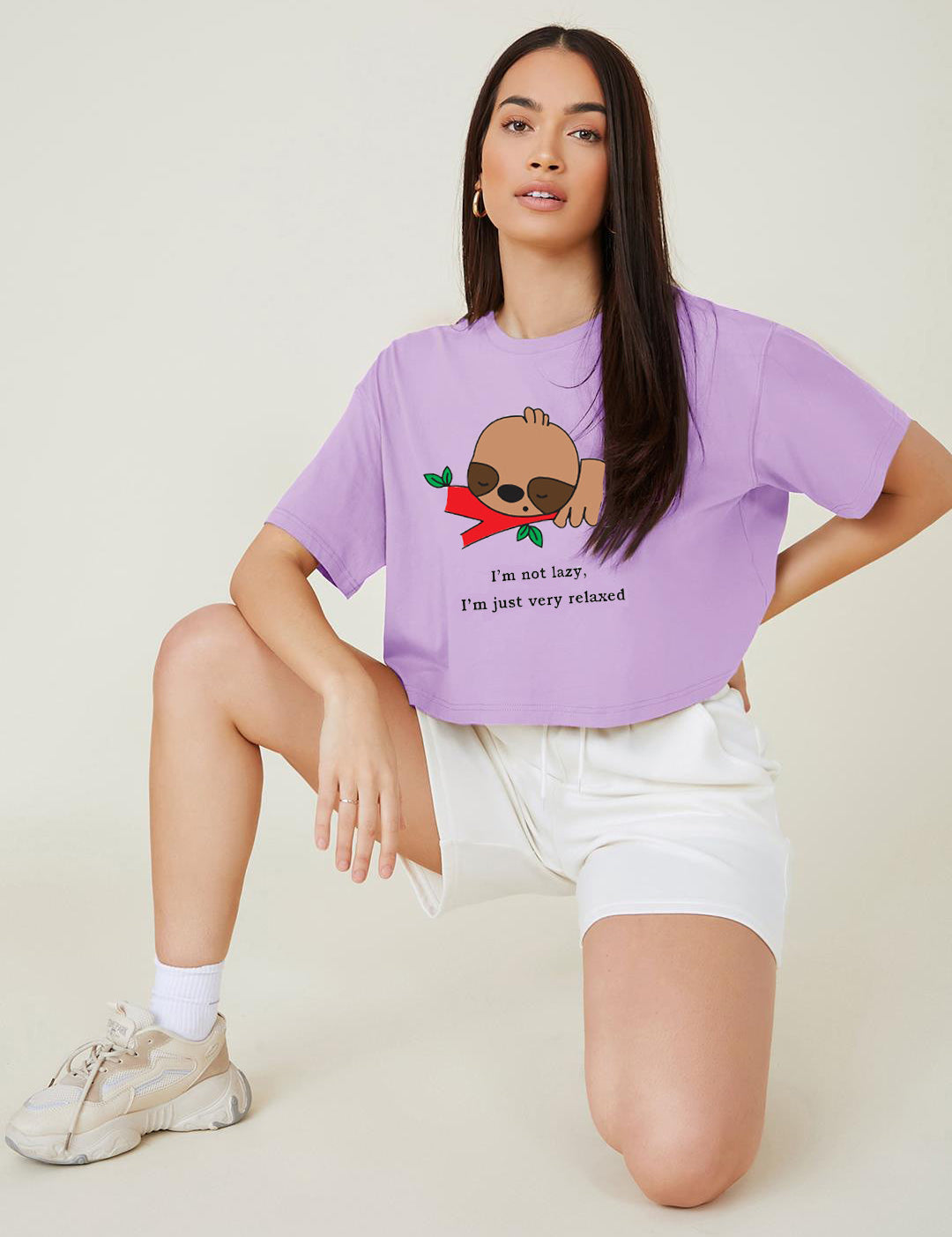 KOTTY Printed, Typography Women Round Neck Purple T-Shirt 