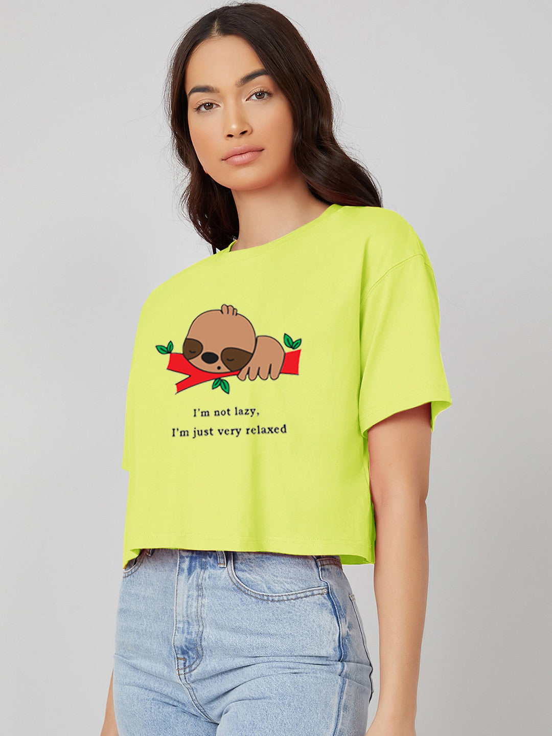 KOTTY Printed, Typography Women Round Neck Yellow T-Shirt 