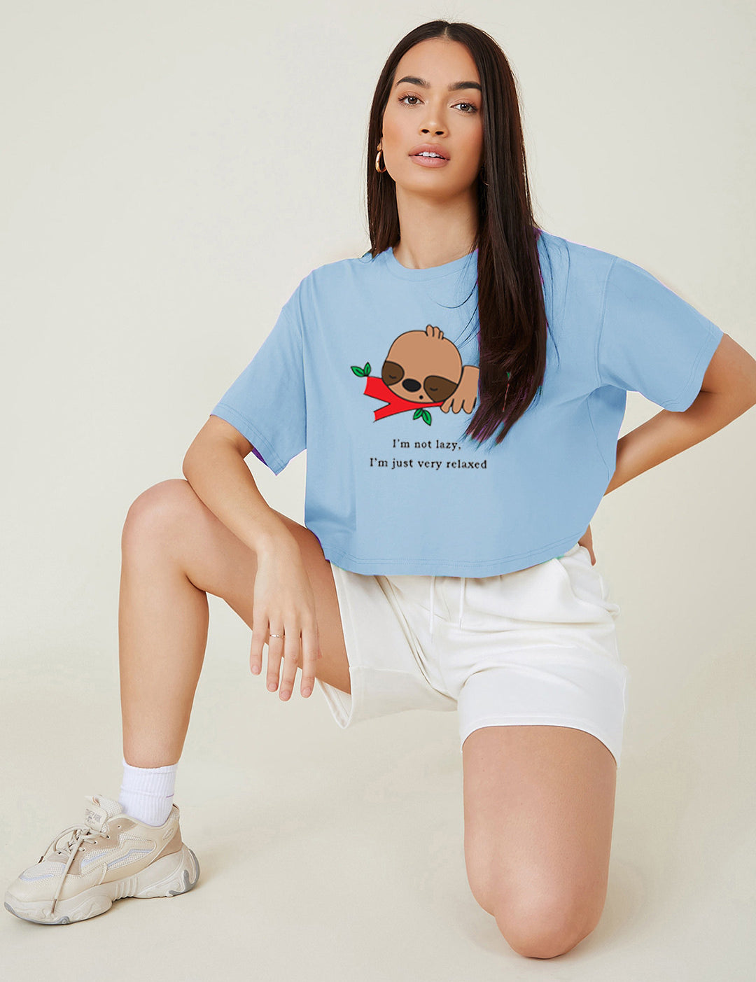 KOTTY Printed, Typography Women Round Neck Blue T-Shirt 