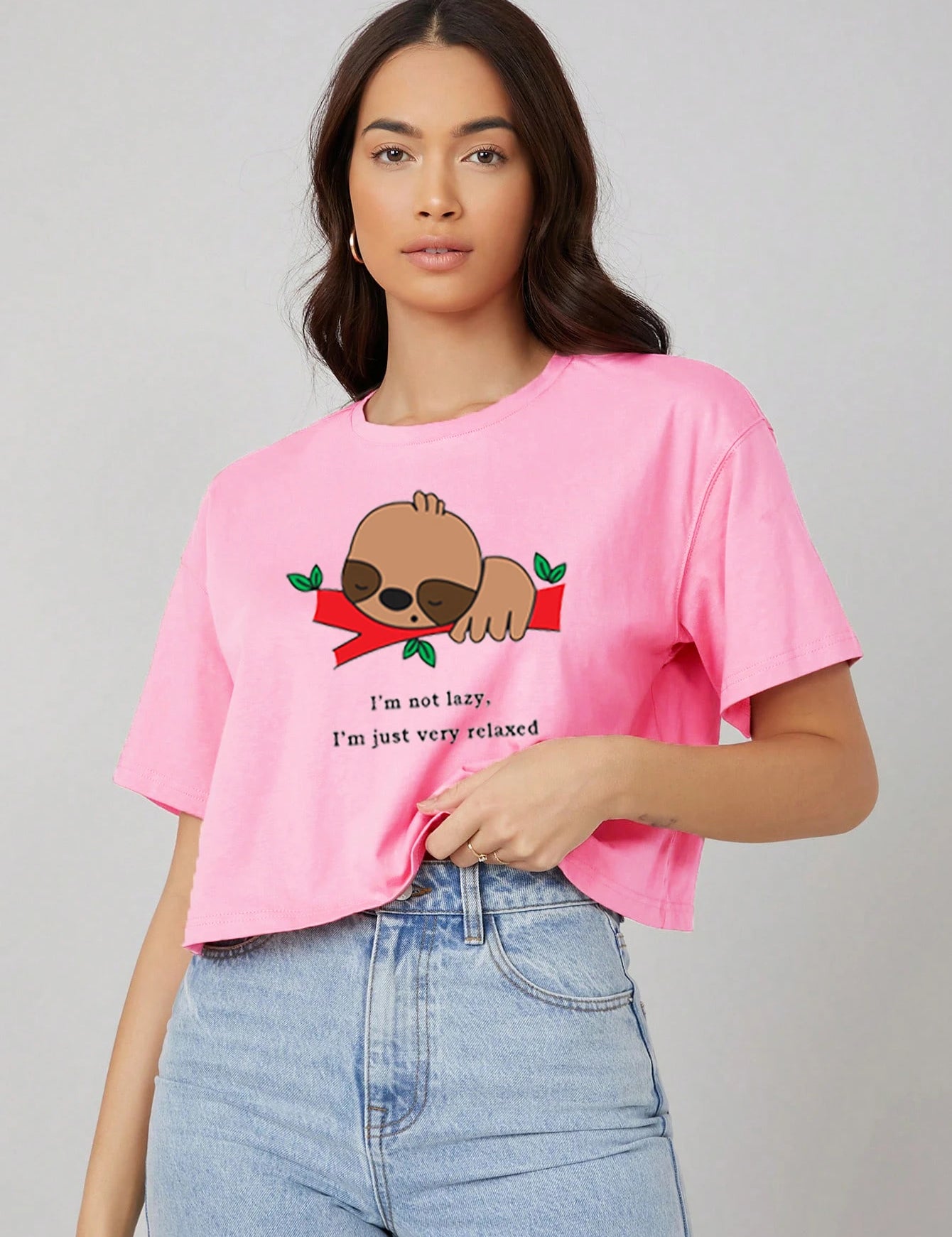 KOTTY Printed, Typography Women Round Neck Pink T-Shirt 