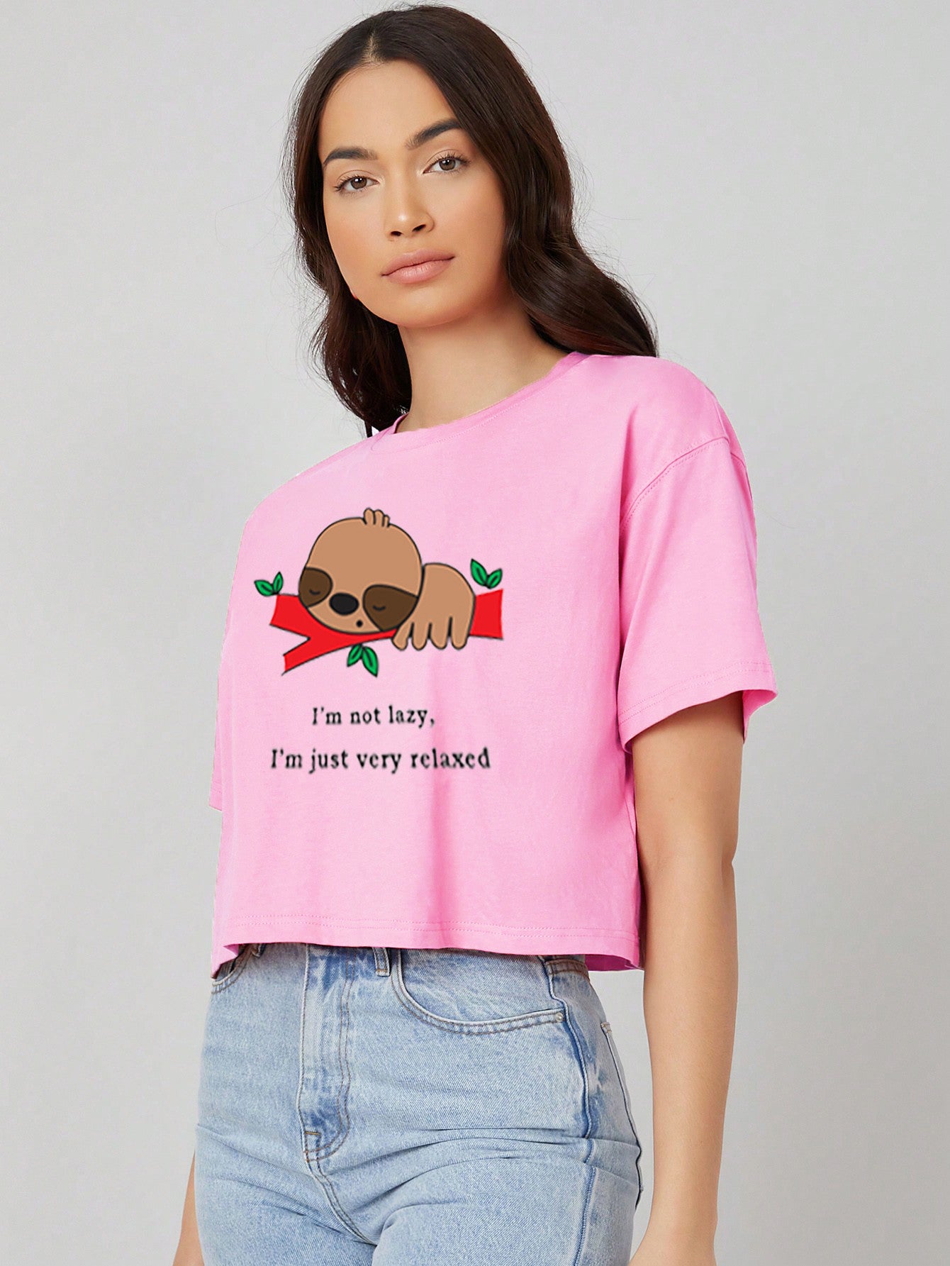 KOTTY Printed, Typography Women Round Neck Pink T-Shirt 