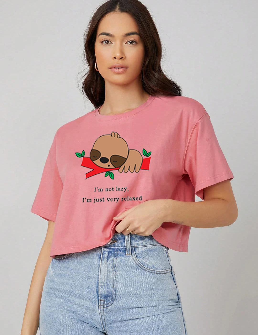 KOTTY Printed, Typography Women Round Neck Pink T-Shirt 