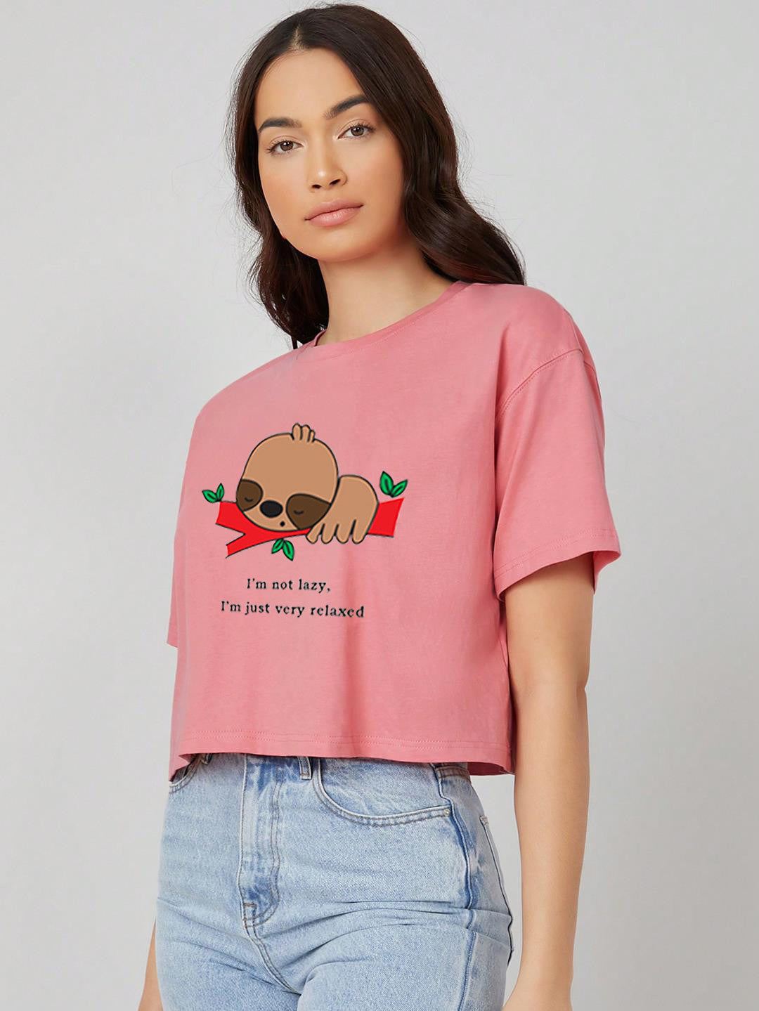 KOTTY Printed, Typography Women Round Neck Pink T-Shirt 
