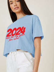 KOTTY Printed, Typography Women Round Neck Blue T-Shirt 