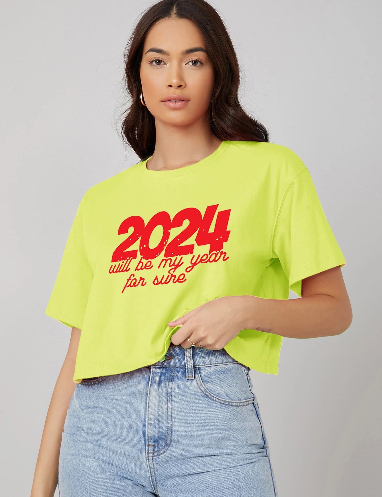 KOTTY Printed, Typography Women Round Neck Yellow T-Shirt 