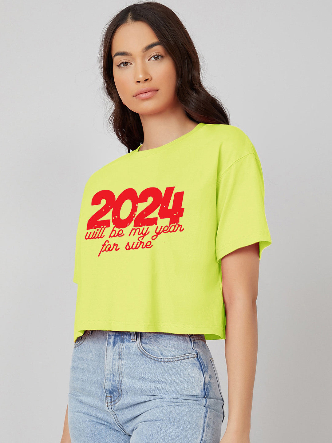 KOTTY Printed, Typography Women Round Neck Yellow T-Shirt 