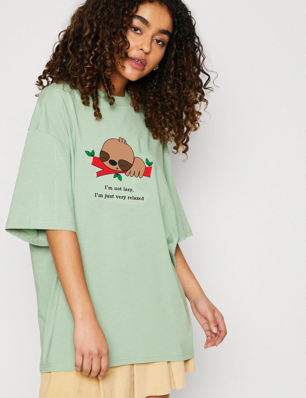 KOTTY Women's Printed Cotton Blend Oversized T-Shirts