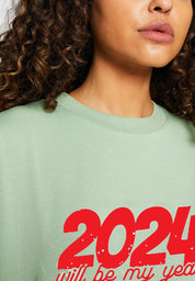 KOTTY Printed Women Round Neck Green T-Shirt 