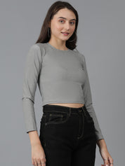 KOTTY Solid Women Round Neck Grey T-Shirt 