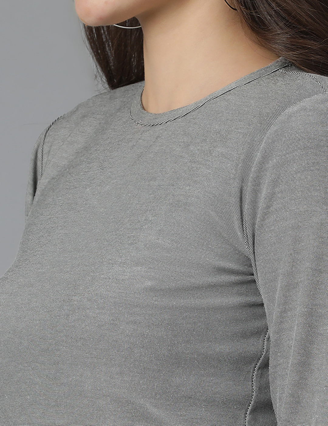 KOTTY Solid Women Round Neck Grey T-Shirt 
